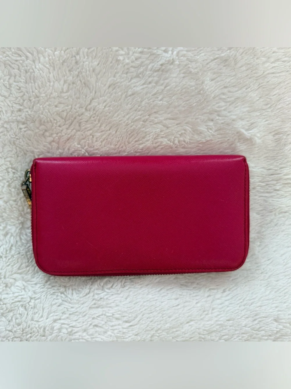 Tory Burch Fuchsia Zip-Around Wallet with Gold Logo